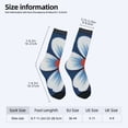 thumbnail image 4 of Unisex Trendy Floral Socks - 2 Pairs Blue Background with Red Flower & White Petals Black Toe Caps & Cuffs Perfect for All Seasons, 4 of 5