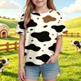 thumbnail image 4 of Wiyuqeen Kids Novelty T-Shirt for Girls Boys Short Sleeve Crewneck Summer Colorblock Cow Print Tee Soft Breathable Graphic Shirt 3-14Years, 4 of 10