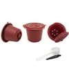 3PCS/Set Reusable Refillable Nespresso Coffee Capsule With Plastic Spoon Filter Pod and Brush 20ML Filters Kitchen Dining Bar (Red)