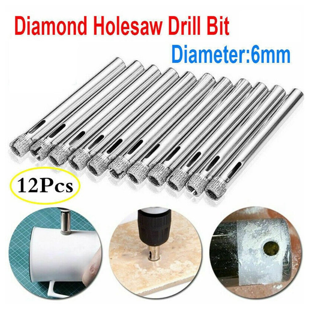 12X Diamond Holesaw 6mm Tile Glass Hole Saw Porcelain Ceramic Marble Drill Bits 