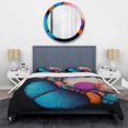 thumbnail image 3 of Designart "Cubist Ink Expression in Blue and Pink II" Abstract Fractal Bedding Covert Set - Abstract Blue Modern Bed Set With 2 Shams, 3 of 6
