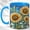 Blue, variant on Stained Glass Sunflower Coffee Mug, Butterfly Floral Mug, Ceramic 11 oz