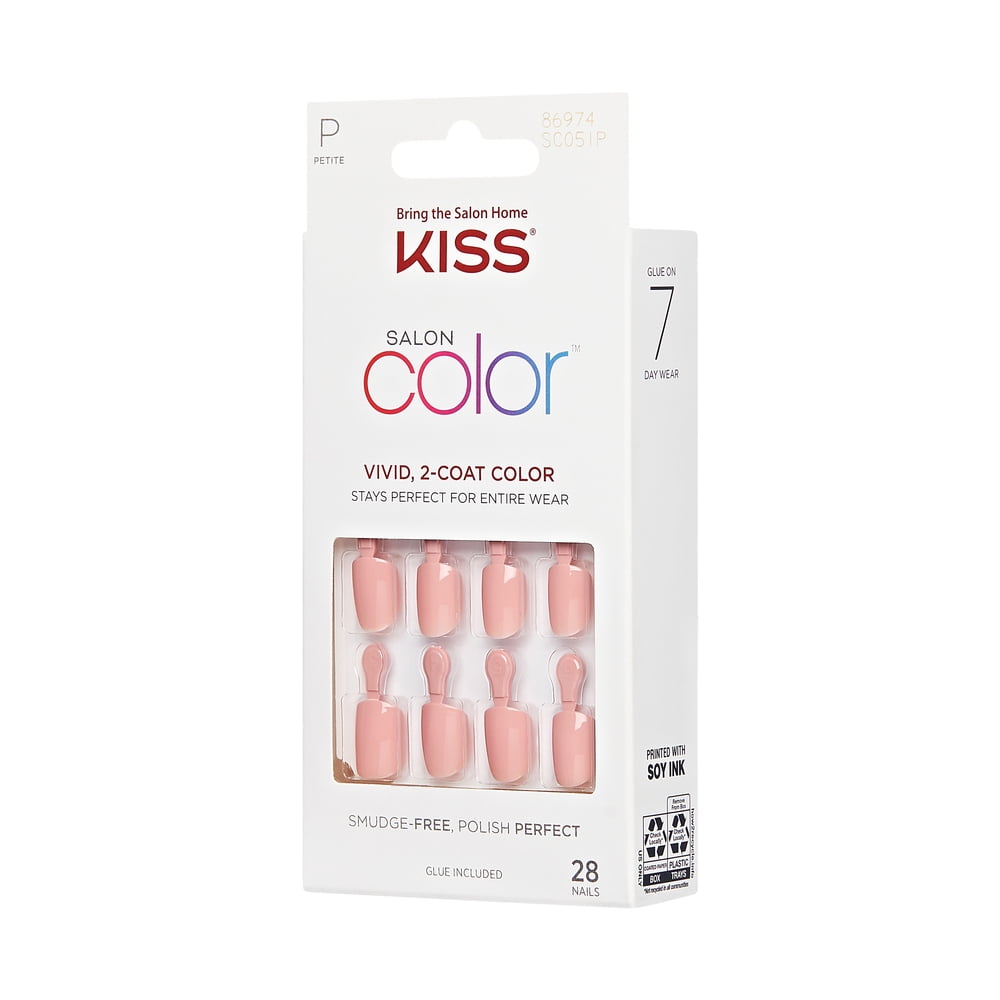 KISS Salon Color Nails, Pink, Petite Square, 'The Best Seller', 31 Ct.