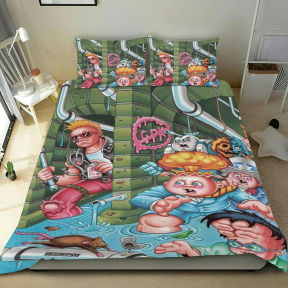 Garbage Pail Kids Themed Bed Sheet Set Three Piece Set 53x79 In ches Comfortable And Skin Friendly Unique Design Creating A Star Studded Night Home Decor Gifts For Family Friends fans