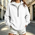 thumbnail image 4 of Horkkom Quarter Zip Sweatshirt for Women Solid Color Loose Pullover Long Sleeve Tops Casual Tunic Sweatshirt S, 4 of 5