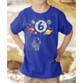 thumbnail image 4 of Olive Loves Apple 6th Birthday Rocket Astronaut Themed T-Shirts with Moon Balloon and Planets for Boys and Girls Vintage Royal Shirt Youth Small, 4 of 5