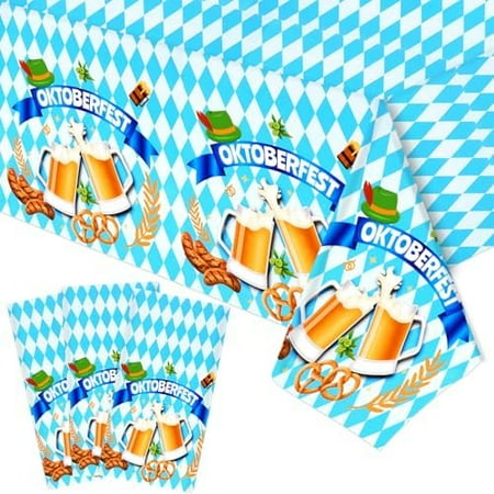 3 Pack Oktoberfest Tablecloth Bavarian Oktoberfest Blue White Table Cover for German Beer Festival Party Decorations Oktoberfest Supplies Rectangle Plastic Bavarian Flag Table Cloth 53x107 inch