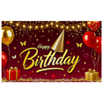 thumbnail image 3 of Red Glittery Background Happy Birthday Banner with Balloons Gifts Butterflies Party Supplies Birthday Party Decorations Photography Props, 3 of 7