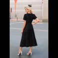thumbnail image 3 of Vestido Negro de Larga con Cuello en V, Plisado y Mangas Abullonadas, Talla M, 3 of 4