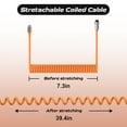 thumbnail image 5 of C04 2 in 1 Custom Coiled USB C Cable for Gaming Keyboard-Detachable Double Sleeve Spiral Cable with 5 Pin Aviator Connector for PS4,Xbox-USB A To Type C&Type C To Type C(1.62+3.28inch)-Orange, 5 of 9