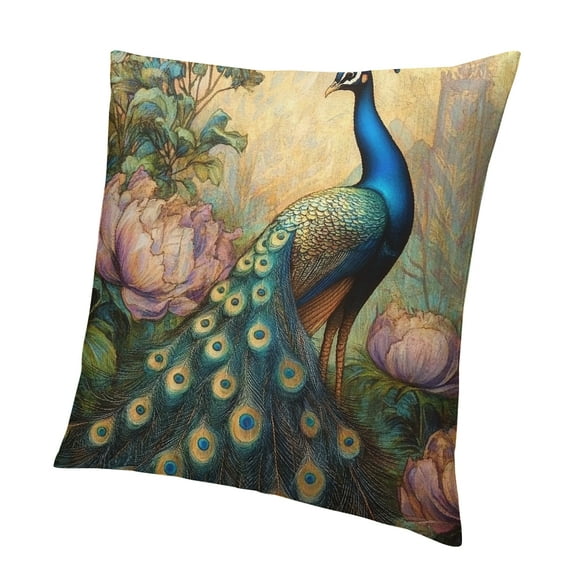 Patifu William Morris Peacock Throw Pillow Covers Soft Decorative Blue and Green Throw Pillowcases Cushion Case Square for Home Decor Bed Couch Car Living Room 18x18 Inch 12x12in