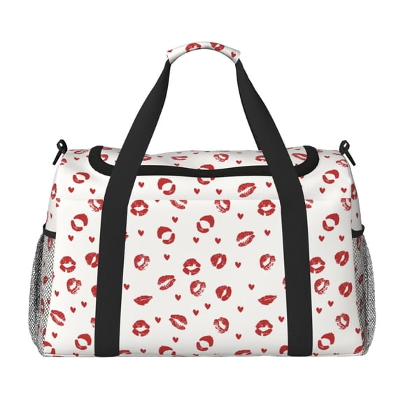 Rocae Lips Kiss Print Hand Travel Bag Travel Duffel Bag and Fitness Bag, Women's Waterproof Weekend Tote, Men's Travel and Fitness Essentials