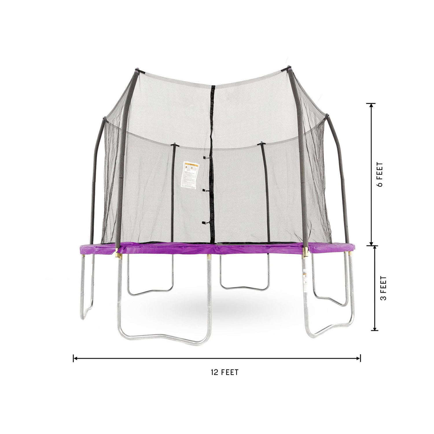 SKYWALKER TRAMPOLINES 12 FT, Round, Purple Outdoor Trampoline for Kids with Safety Enclosure Net and Spring Pad, ASTM Approval, Rust Resistant