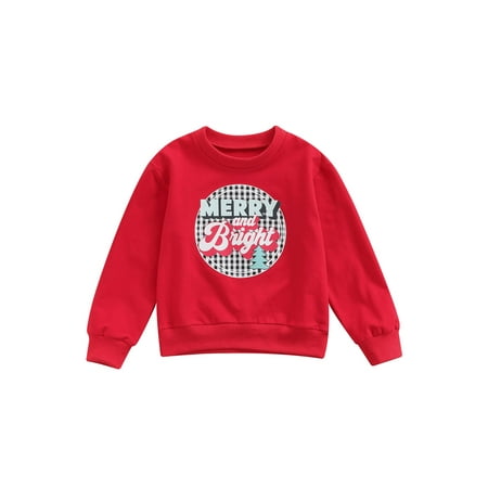 

Calsunbaby Children Christmas Sweater Pullover Letter Printed Pattern Round Collar Long Sleeve Casual Sweatshirt Kids Clothing