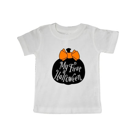 

Inktastic My 1st Halloween with Pumpkin and Orange Bow Gift Baby Boy or Baby Girl T-Shirt