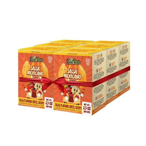 Bean Bites Salsa Mexicano Lentil Crisp 3.53 oz (100 g) PACK OF 6, Round Crunchy Crisps Heat in Oven (up to 60 secs) Plant Based Protein, Vegan Crisps, Healthy Snack By Pride of India  