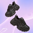 thumbnail image 6 of LUCKY STEP Chunky Sneakers for Women Fashion Platform White Leather Casual Dad Shoes,Black, 6 of 11