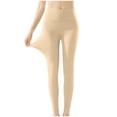 thumbnail image 4 of MOJOGO Women's Seamless Base Layer Lightweight Solid Color Underwear Casual Thermal Leggings for Fall Winter Beige XL, 4 of 4