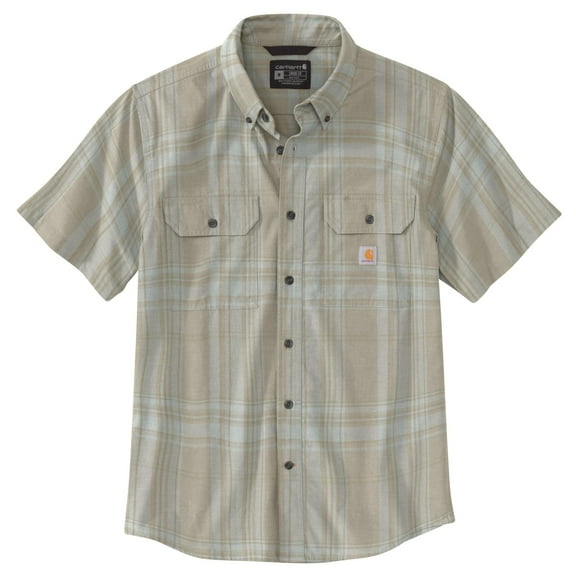 Carhartt Men's Loose Fit Midweight Short-Sleeve Plaid Shirt, Chalk, Medium