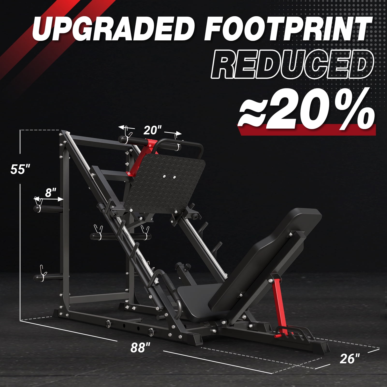 Syedee Adjustable Leg Press Machine, 2000LBS Capacity, Black, 230LBS Weight Plates