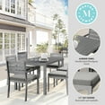 thumbnail image 4 of Martha Stewart Indoor-Outdoor Patio Set with 60" Table and 6 Dining Chairs with Gray Brushed Woodgrain Aluminum Finish and Gray All-Weather Seat Cushions, 4 of 12