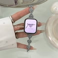 thumbnail image 2 of Bling Heart-Shaped Band Compatible for Apple Watch Band 42mm 44mm 45mm 49mm, Watch Band for Women Girls with Link Removal Tool Chain Strap for iWatch Series 9 8 7 6 5 4 SE 3 2 1 Ultra, Silver, 2 of 6