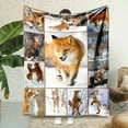 thumbnail image 2 of Fox Print Flannel Fleece Throw Blanket, Reversible, All-Season, Cartoon Contemporary Style, Digital Print, Polyester Cover, Home Office Nap Blanket, 2 of 6