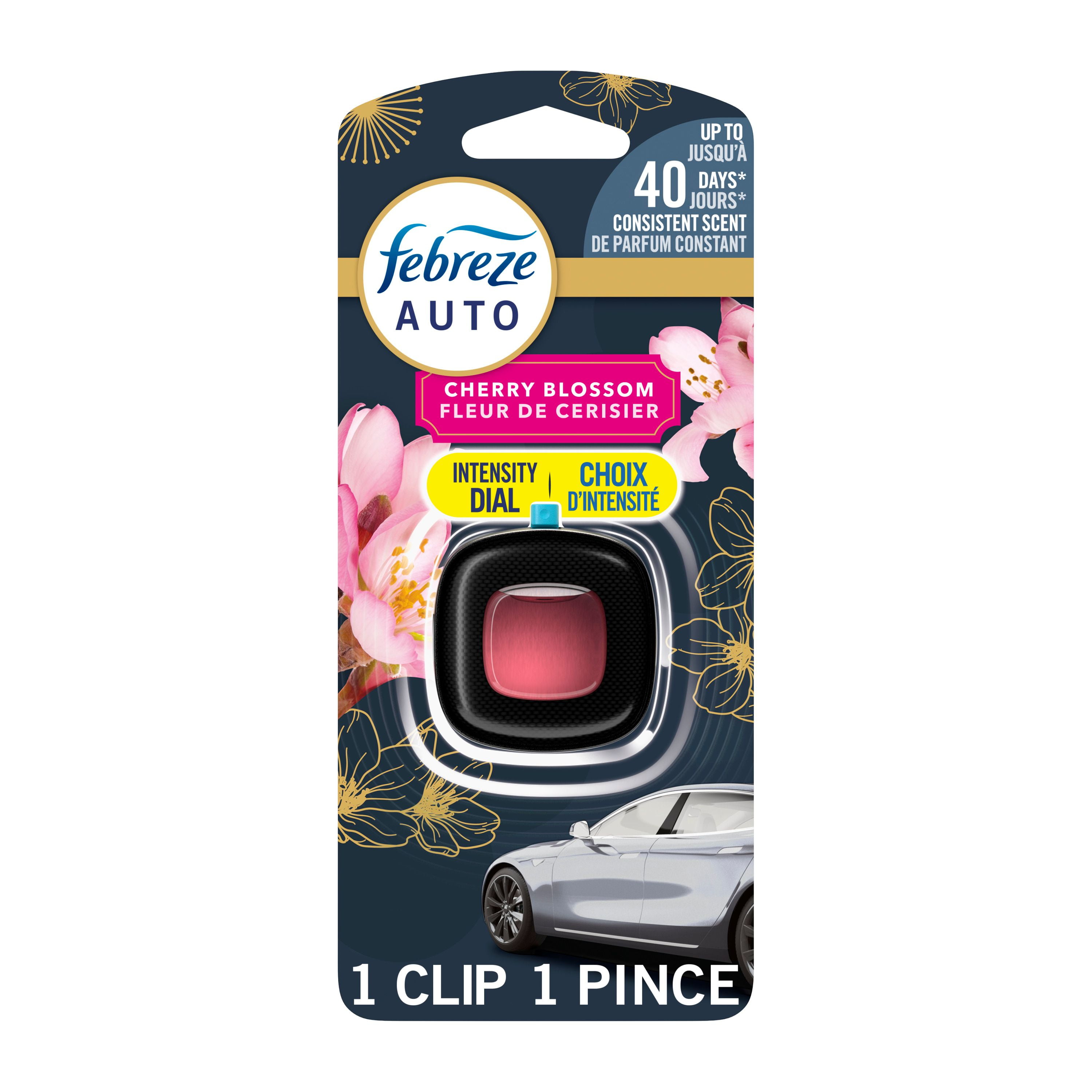 Febreze AUTO Air Freshener, Odor-Fighting Automotive Vent Clip, Cherry Blossom Scent, 2.1 Count