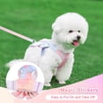 thumbnail image 3 of Lindo conjunto de arnés y correa para perros con pajarita Arnés elegante para cachorros con gradiente de arcoíris Sin tirones Arneses de chaleco para perros y gatos de malla suave , Rosa, 3 of 5