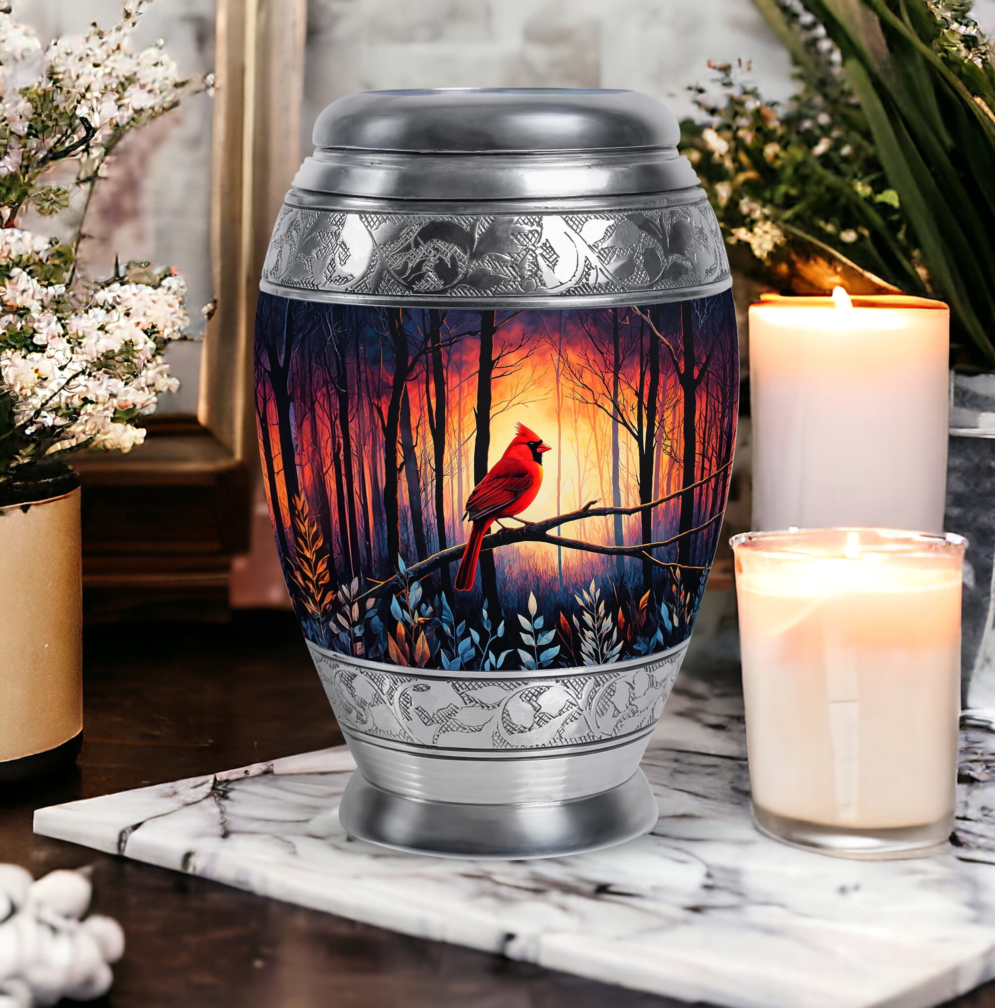 SABURIAL Cardinal Urn - Mini Cremation Urns For Human Ashes Adult Man - Decorative Small Keepsake Funeral Urns For Men & Women - Combo Of 10 Inch 3 Inch