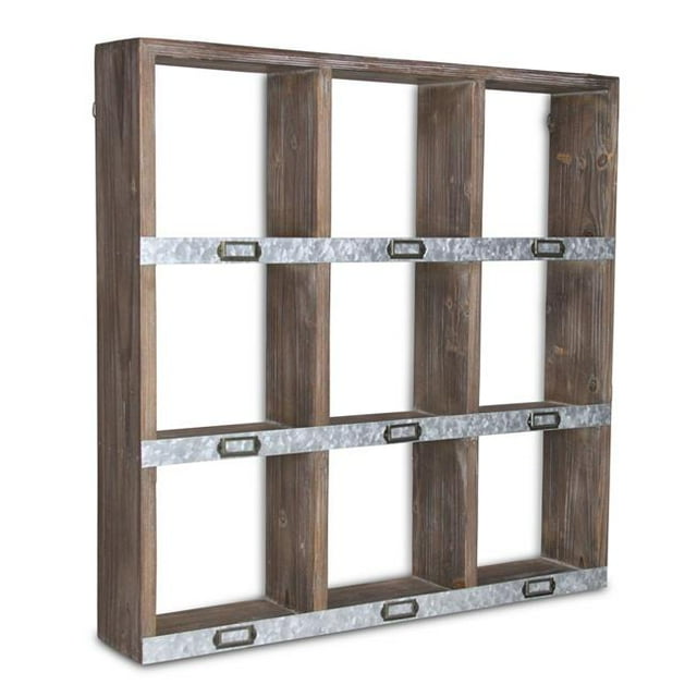 Cheungs 5377 Metal Wooden Wall Organizer with Front Galvanized - 9 Pocket