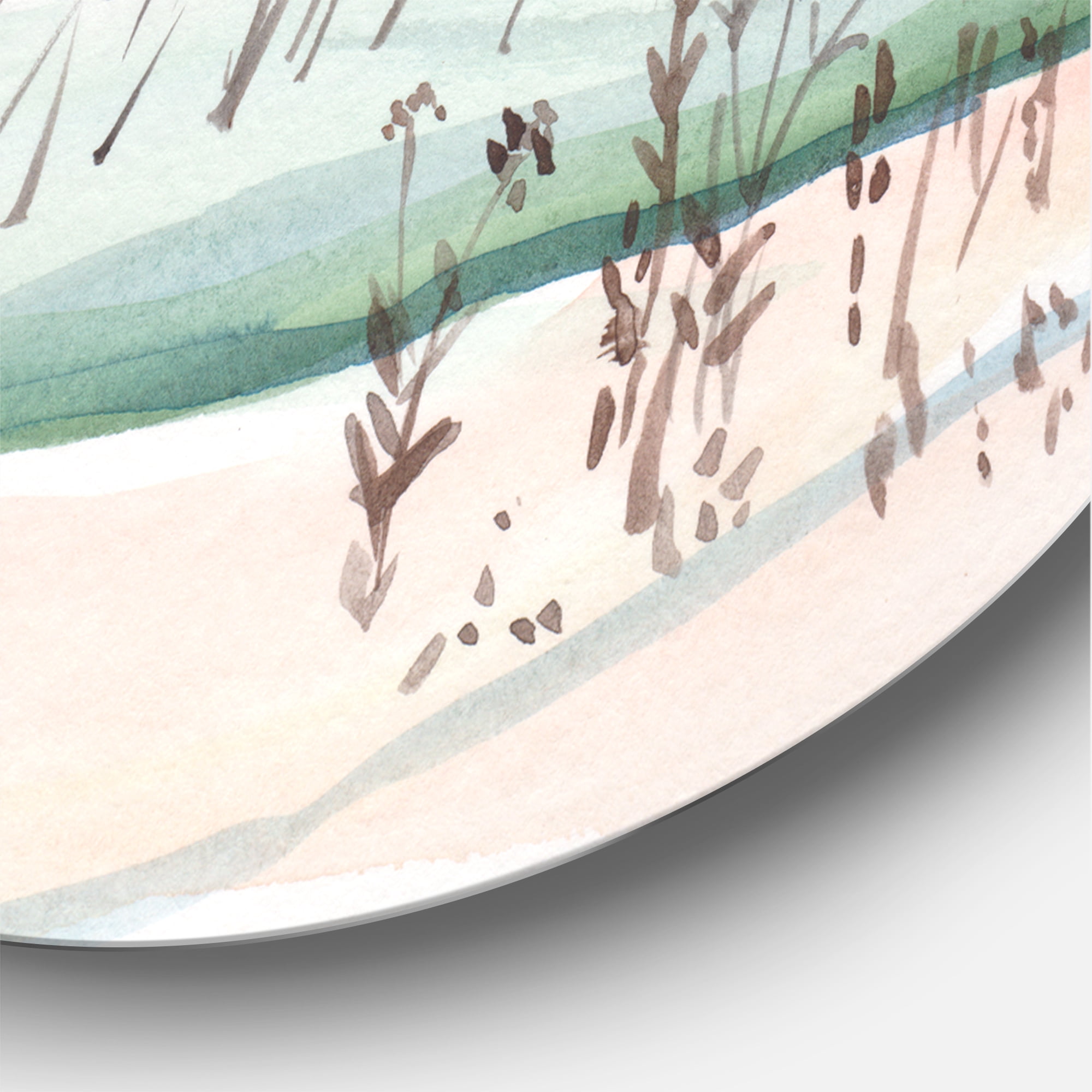 Designart 'Crane Birds Flying Over Snowy Montain' Traditional Circle Metal Wall Art 29x29 - Disc of 29