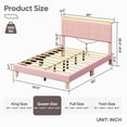 thumbnail image 5 of Bestier Queen Size Bed Frame Upholstered Platform Bed with LED Light & Adjustable Storage Headboard for Bedroom, Pink, 5 of 10