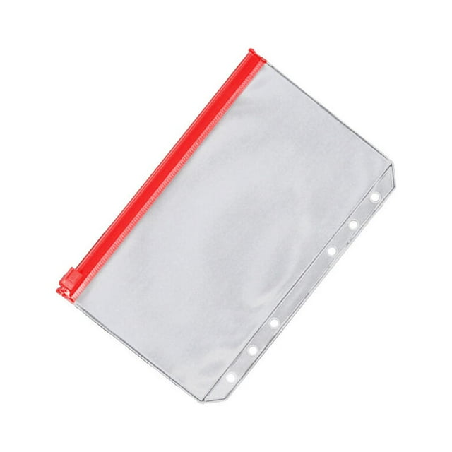 Langgg 10 Pieces Zipper Pouch Container Convenient PVC Documents Pouches Document Holding Bag Storage Containers for Home Office School A6 Red