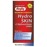 3 Pack Rugby Hydro Skin 1% Hydrocortisone Lotion Maximum Strength 4 Oz Each
