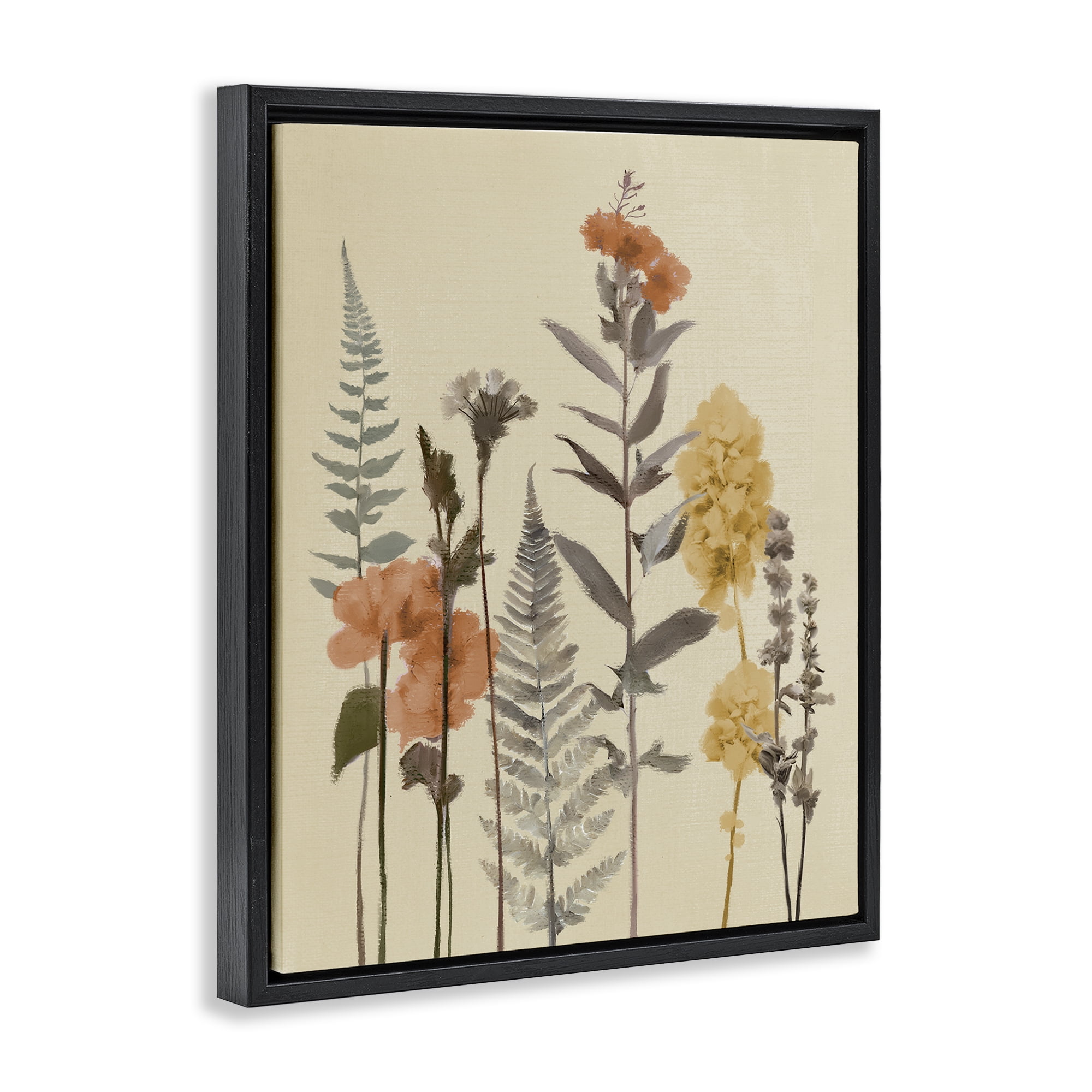 Stupell Industries Fall Botanicals Fresh Ferns Black Framed Floater Canvas Wall Art, design by Elizabeth Medley