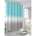 thumbnail image 5 of Teal White Grey Ombre Waterproof Fabric Shower Curtain, Blue Modern Abstract Aesthetics Shower Curtain for Bathroom Curtains Bathtubs Hotel Washable Shower Curtains with 12 Hooks Extra Long 72x96, 5 of 6