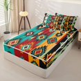 thumbnail image 2 of jejeloiu Bold Tribal Zipper Twin Comforter Sets with Fitted Sheet and 2 Pillowcases For Men Women,Geometric Print Zipper Bedding Set,Multi Color,Black Reversible,4-Piece, 2 of 7