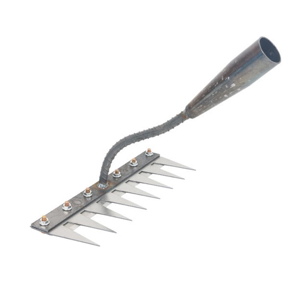 Rastrillo desmalezador de metal resistente para jardín, herramienta para cultivar, labrar tierra, parterres y jardines. 8 dientes