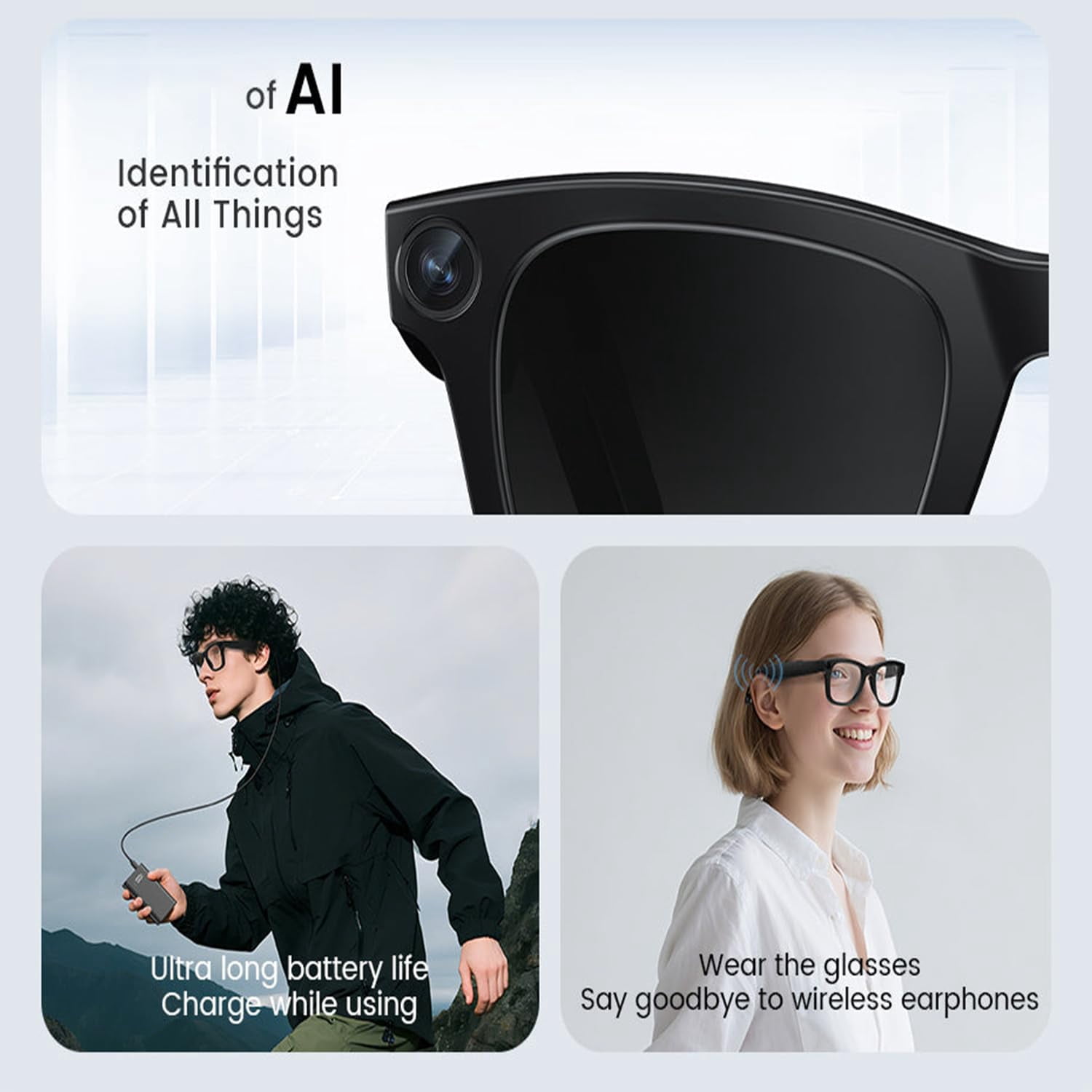 Cyanvue Ai Smart Glasses,8mp Camera Glasses with Music & Call Features,Waterproof Ai Bluetooth Smart Glasses for Men with Camera,UV Protection,Anti-Blue Light Glasses Everyday Wear(Anti-blue light gl