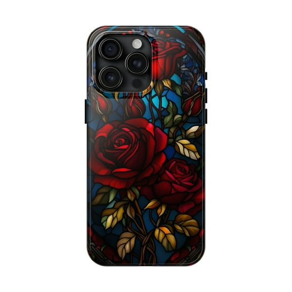 iPhone Tough Case - Rose Stained Glass Flower Beauty Beast Lovely Romance