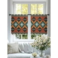 thumbnail image 4 of Aztec Tribe Sheer Curtains 45 Inches Long 2 Panels Blue Rhombus Geometric Pattern Orange Background Light Filtering Semi Sheer Window Curtains Drapes for Bedroom Living Room 52"x45", 4 of 7