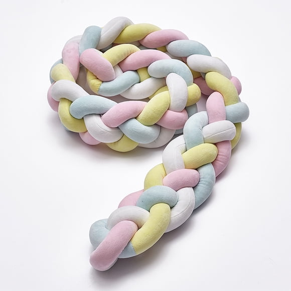 Almohada de nudo largo con cuatro hebras tejidas danesas para decoración de barandilla de cama infantil