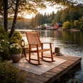 thumbnail image 1 of CorLiving Miramar Hardwood Outdoor High Slatted Back and Seat Rocking Chair with Armrests, Brown, 1 of 10