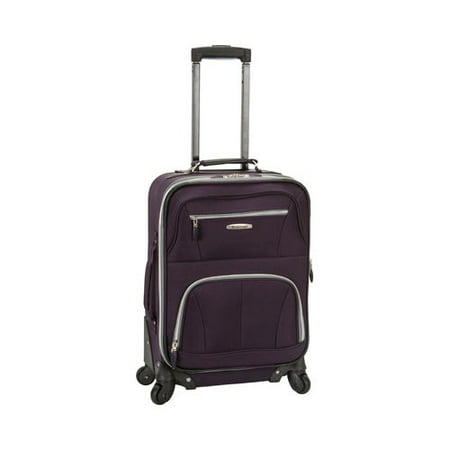 Rockland Pasadena Expandable Softside Carry On Spinner Suitcase - Purple