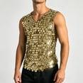 thumbnail image 2 of Landzoo Vest For Men Sequins Sleeveless V-Neck Undershirt Summer Cozy Soft Men Tank Tops Size L Gold, 2 of 6