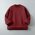 thumbnail image 2 of Women's Crewneck Sweater Winter Warm Sherpa Sweatshirt Solid Color Pullover Wine 4XL, 2 of 8