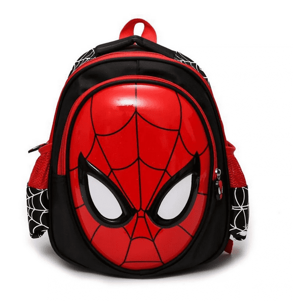 Mochila Escolar Preescolar Impermeable Spider Man 3d Dibujos Animados Color Rojo Con Negro