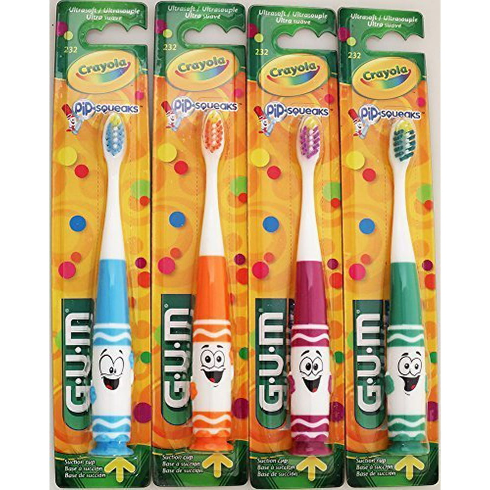 GUM Crayola PipSqueaks Kids Toothbrush Ultrasoft (4 Pack 1 of Each