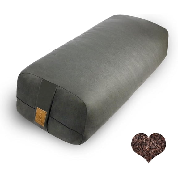 Organic Buckwheat Bolster (24X10.5X5.5 in) Supportive Rectangular Meditation Pillow 100% Cotton Cover Yoga Pillow